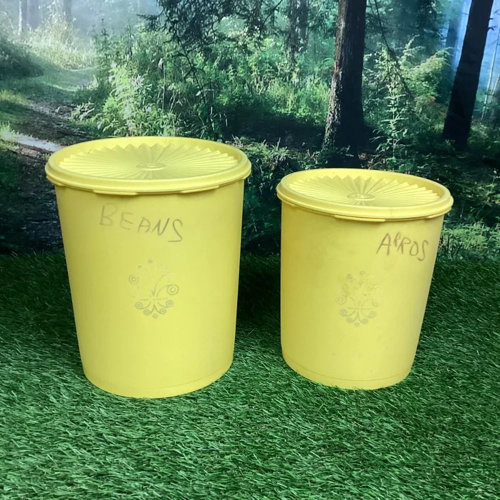 Vintage Tupperware Containers Yellow (2)